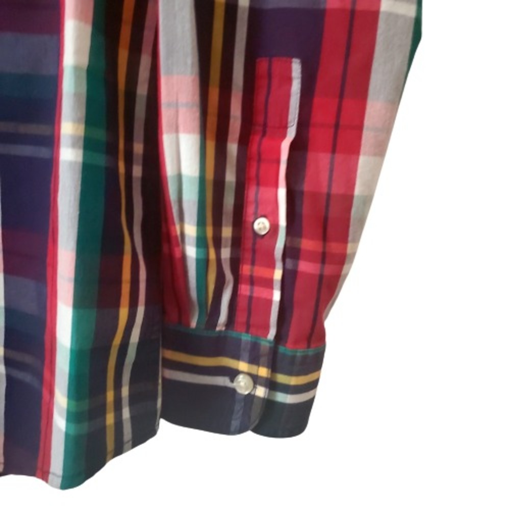 CHAPS Men's Newport Navy Stretch Poplin Plaid Button Down Long-Sleeve Shirt L/G - Picture 9 of 16